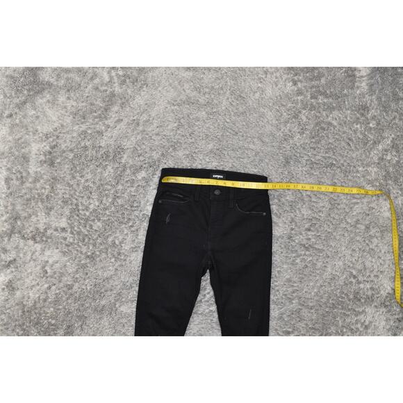 Express Black Skinny Mid Rise Jeans Cotton Blend Size 0 Zip Solid - Picture 7 of 7